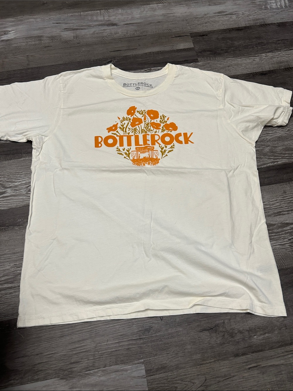 Short Sleeve White Tee with Orange Graphic